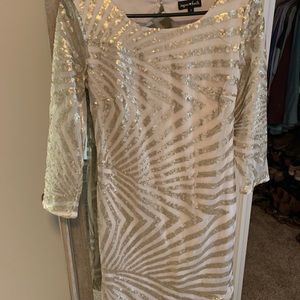 Gold white sequin dress